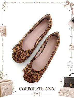Faux Suede Slip On Square Toe Flats with Bow, Lightweight Comfort